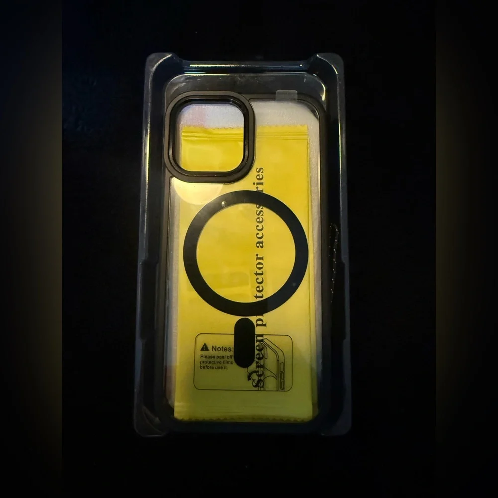 iPhone 12 Clear with Black trim Phone Case with Screen Protector